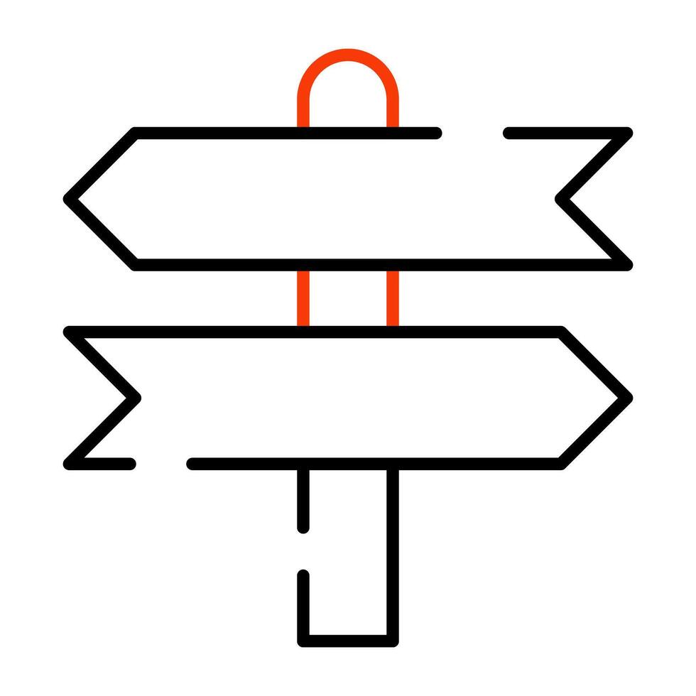 Direction post icon in linear design, road board vector