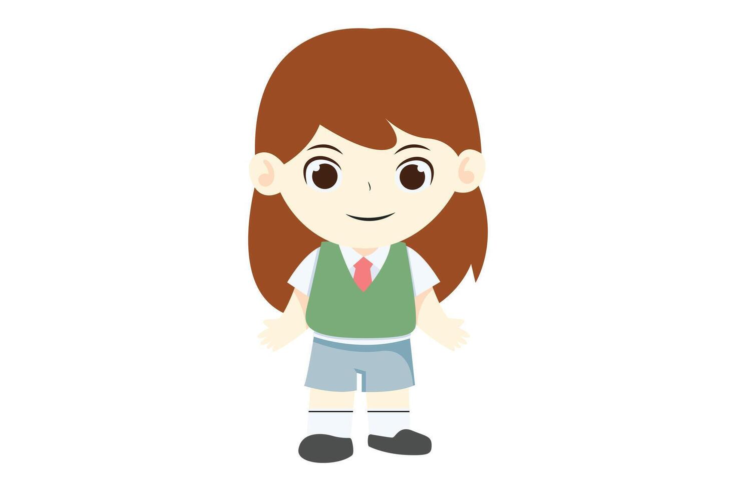 Cute Little Student Character Design Illustration vector