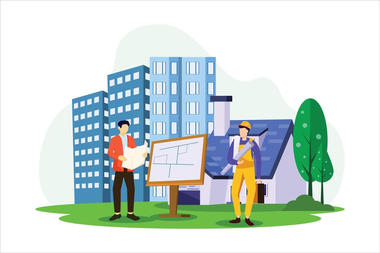 Real Estate Flat Illustration Design vector