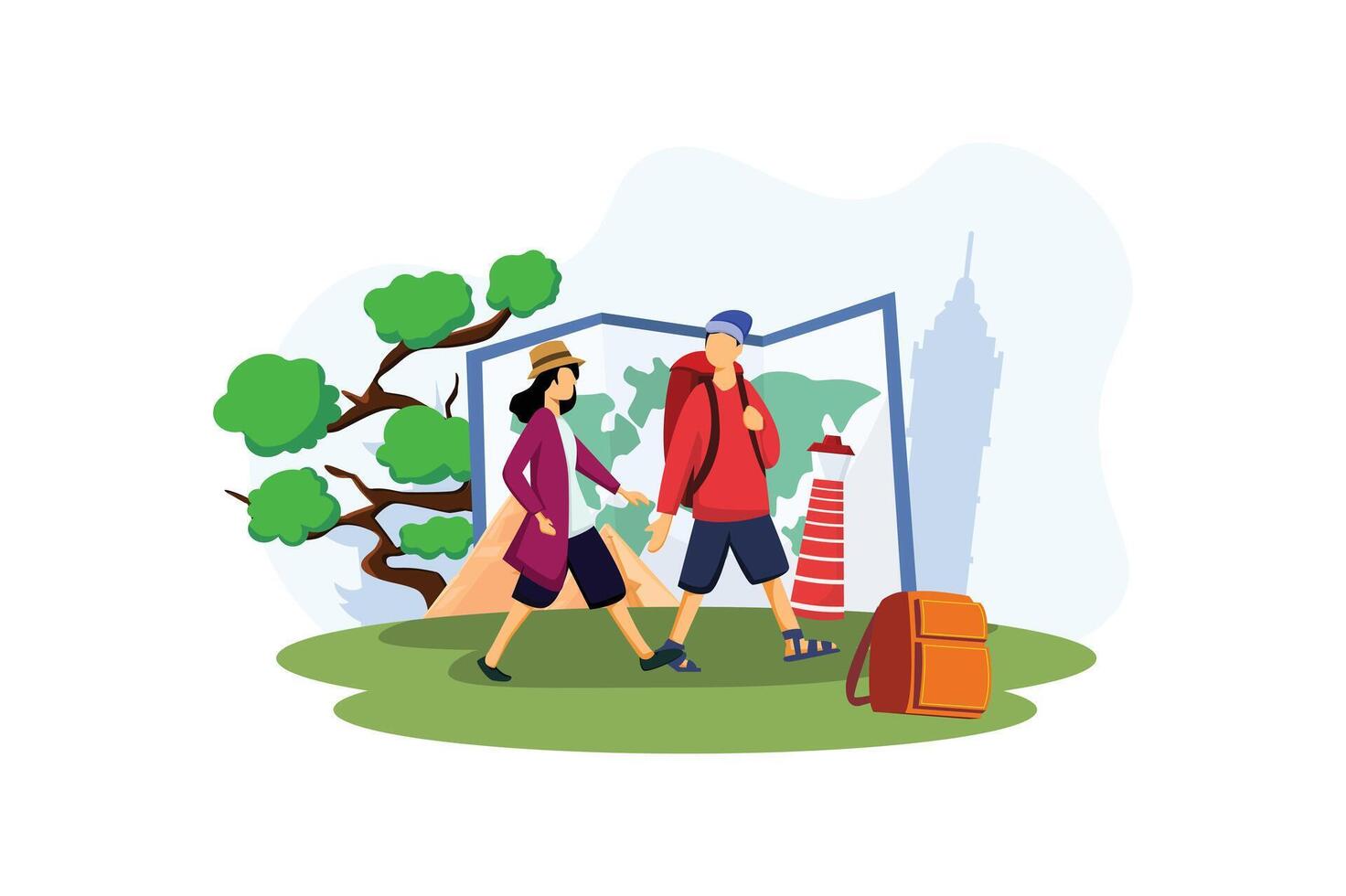 Vacation Traveler Flat Design Illustration vector