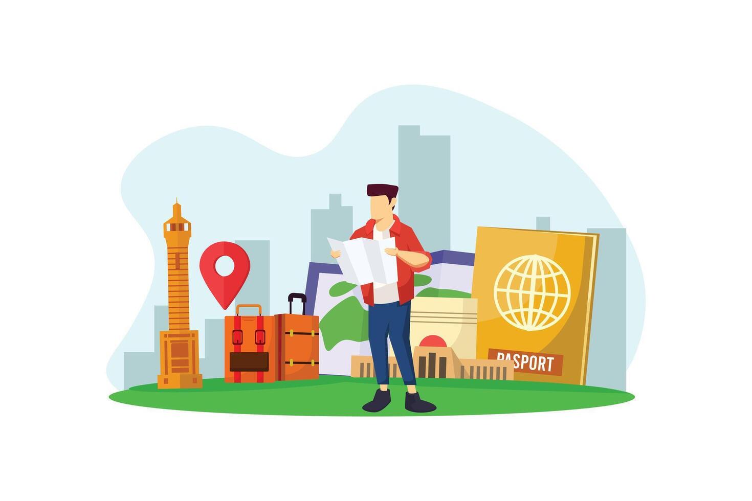 Vacation Traveler Flat Design Illustration vector