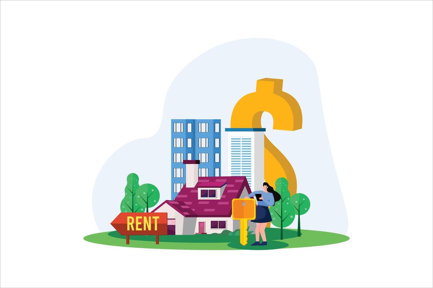 Real Estate Flat Illustration Design vector