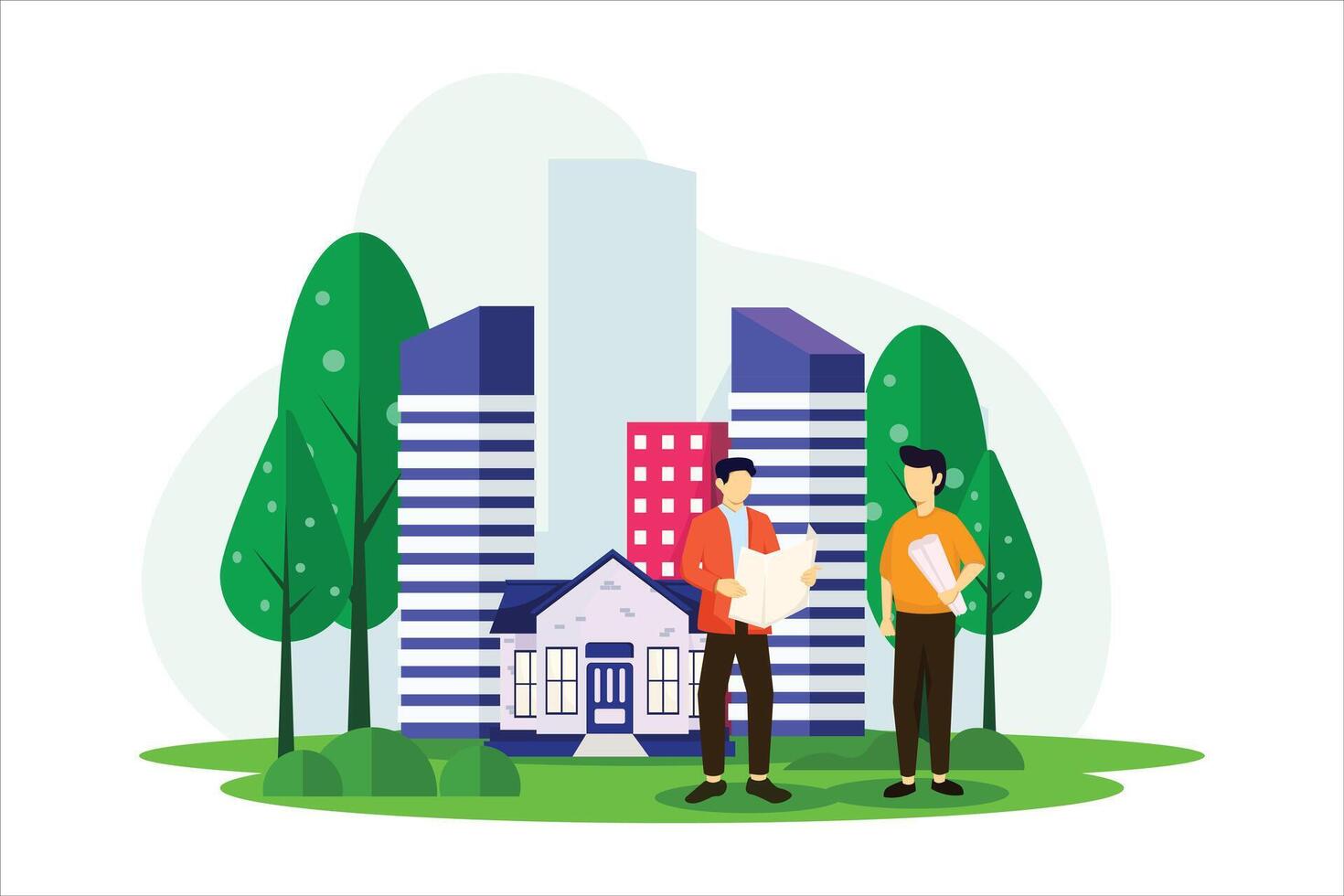 Real Estate Flat Illustration Design vector