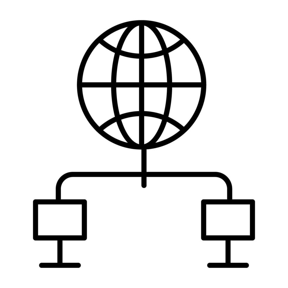 Monitors connected with globe, icon of global devices vector