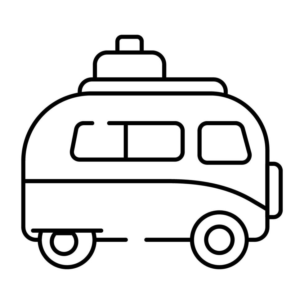 A linear design icon of road transport, van vector