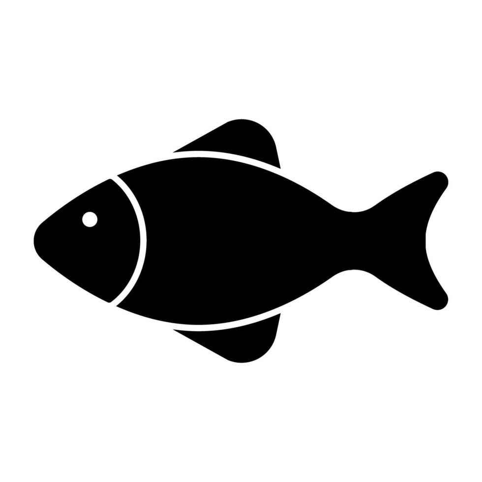 submarino mar animal icono, sólido diseño de pescado vector