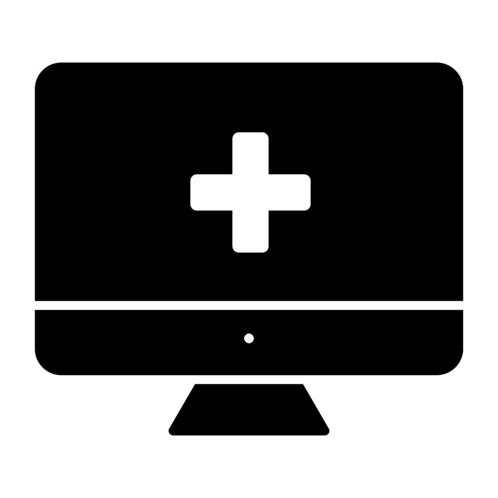 Medical sign inside monitor denoting concept of online healthcare vector