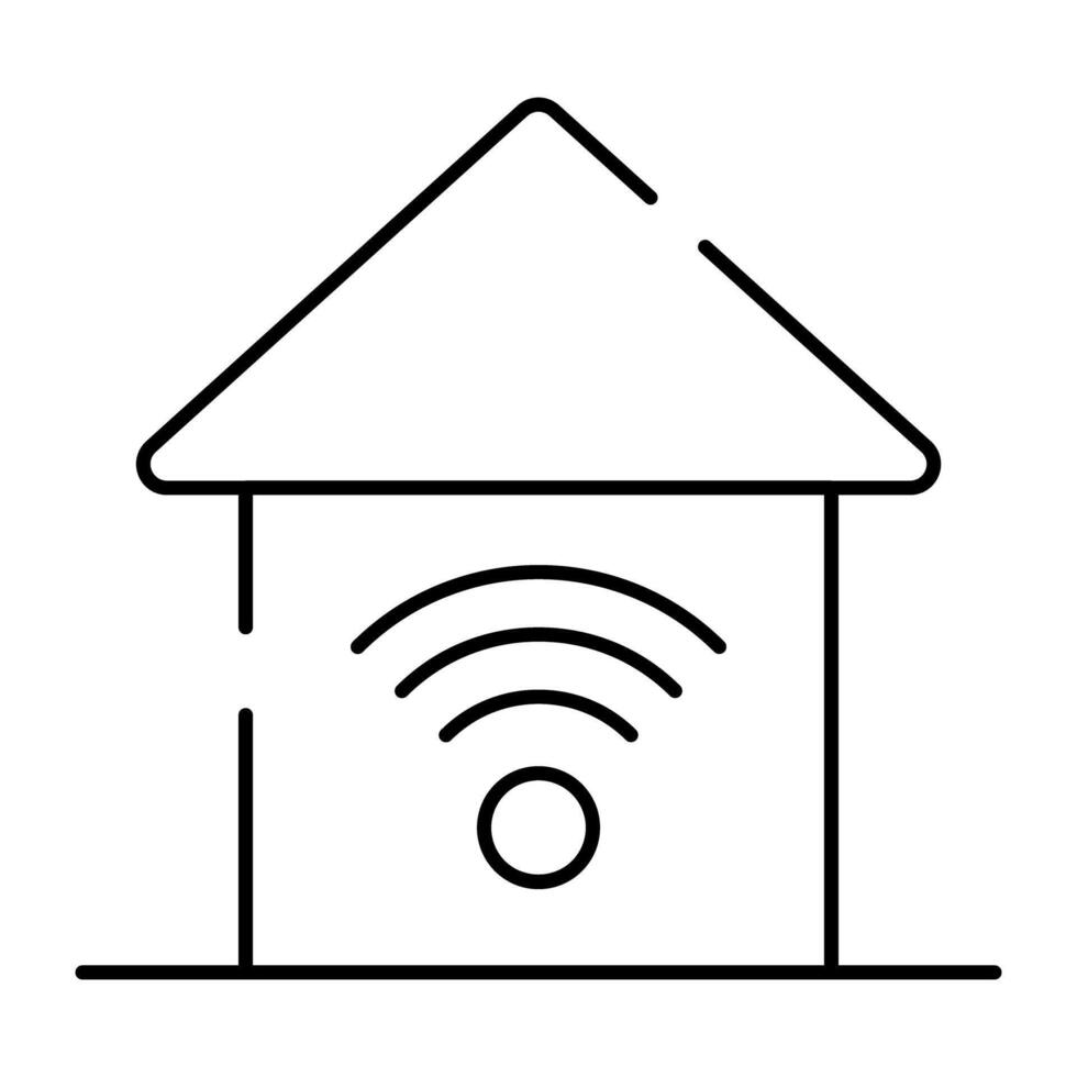 Wifi signals with building, icon of smart home vector