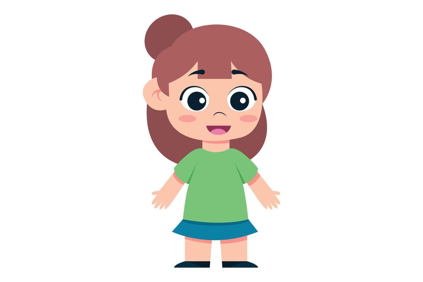 Cute Little Girl Character Design Illustration vector