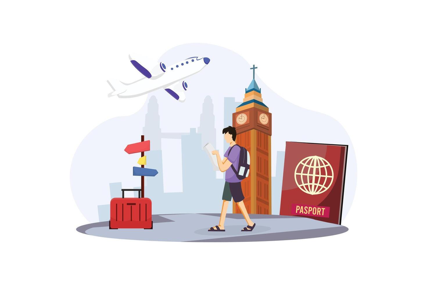 Vacation Traveler Flat Design Illustration vector