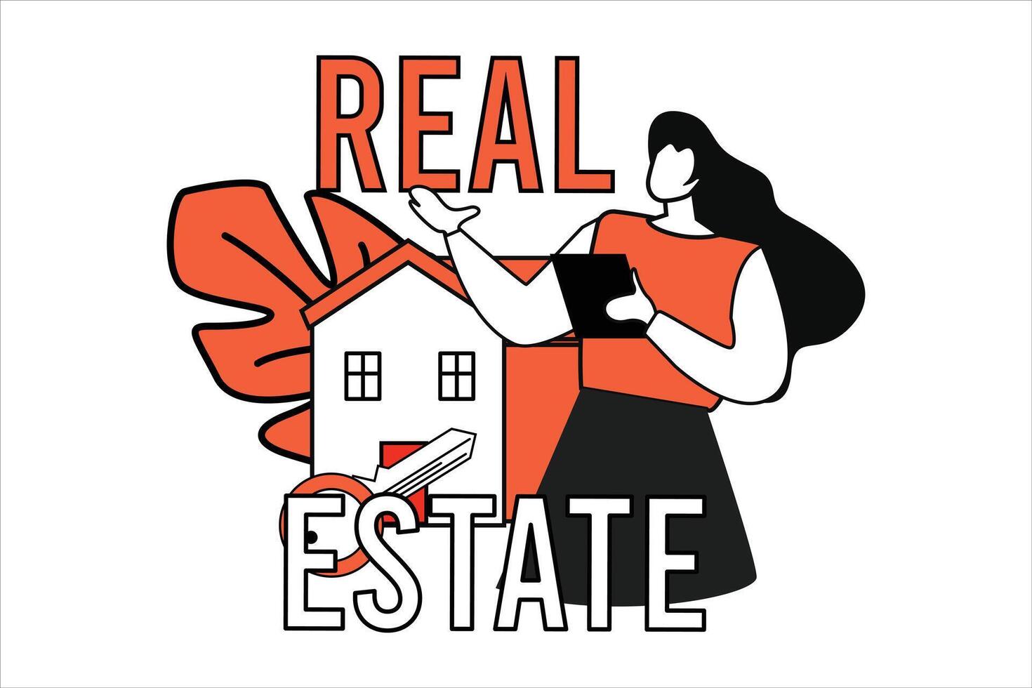 Real Estate Flat Illustration Design vector