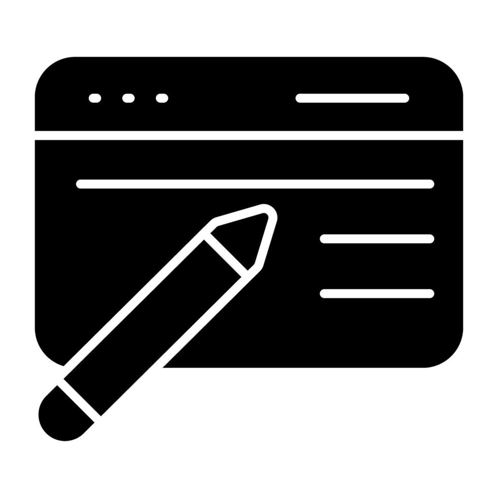 An editable design icon of online content writing vector