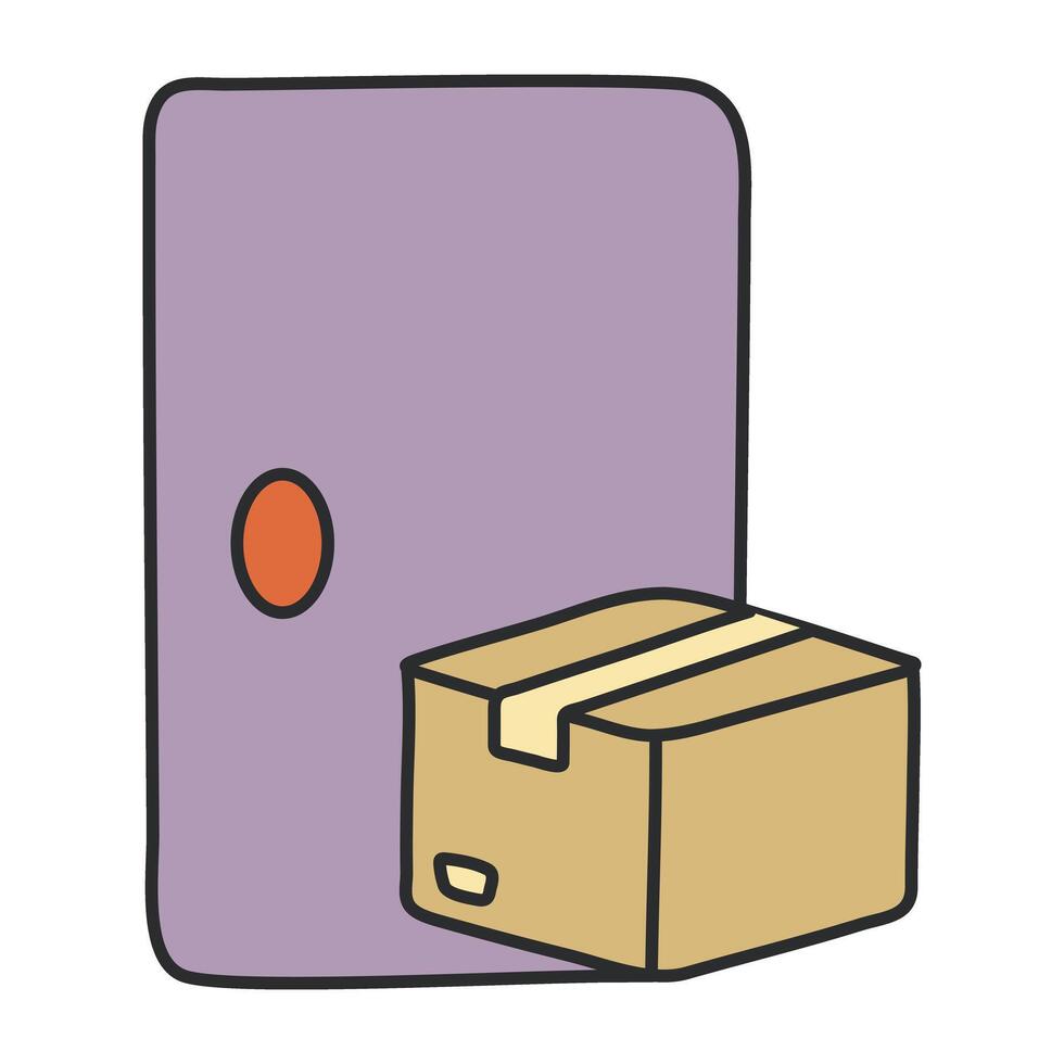 A flat design icon of doorstep delivery vector