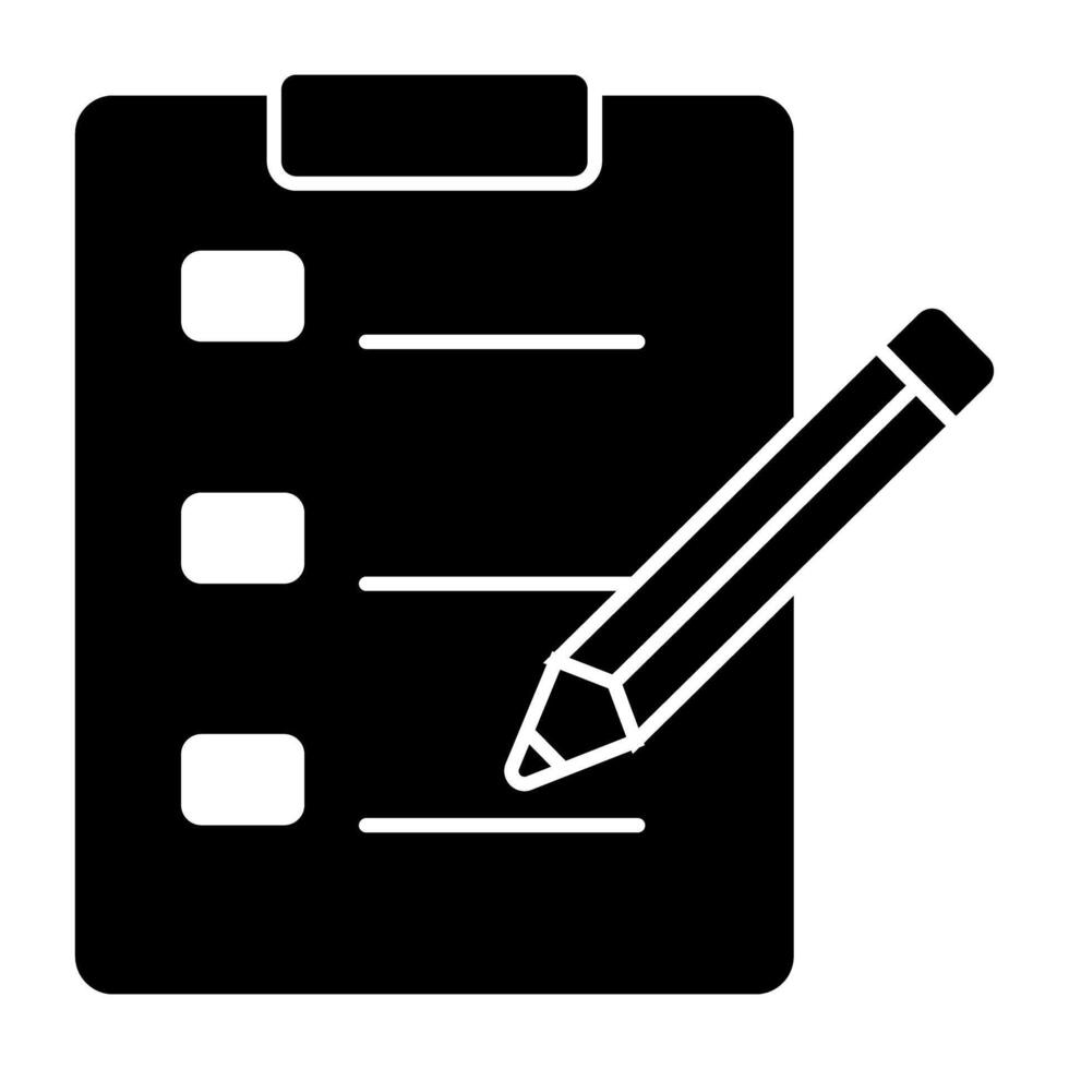 Paper with pencil showcasing task list icon vector