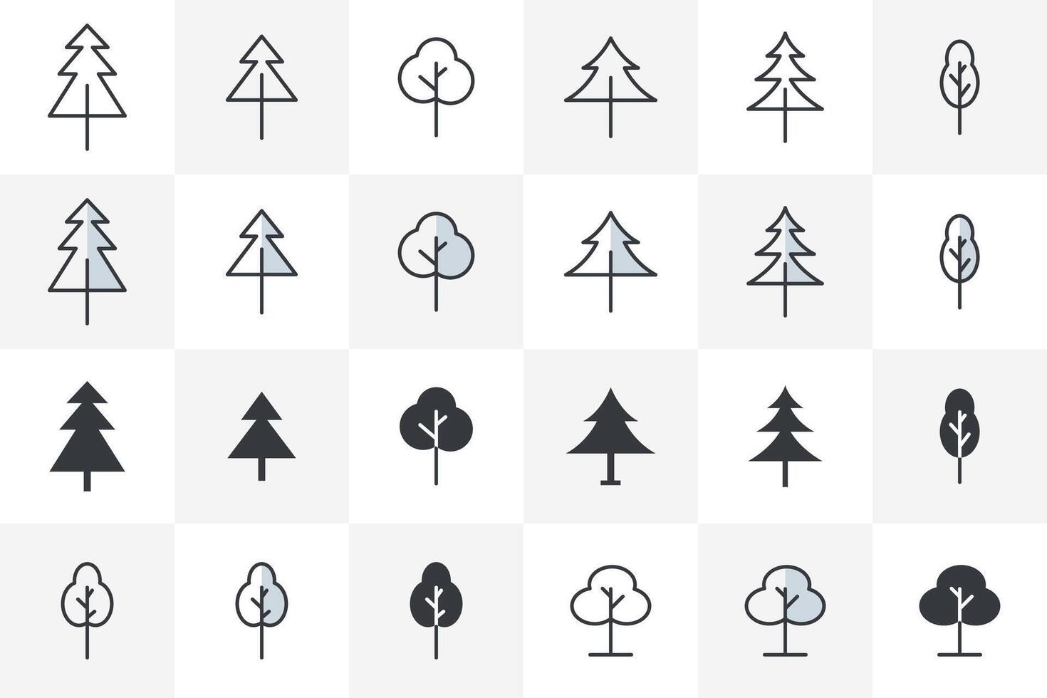 Tree Icon Set. Tree vector art bundle isolated on white background