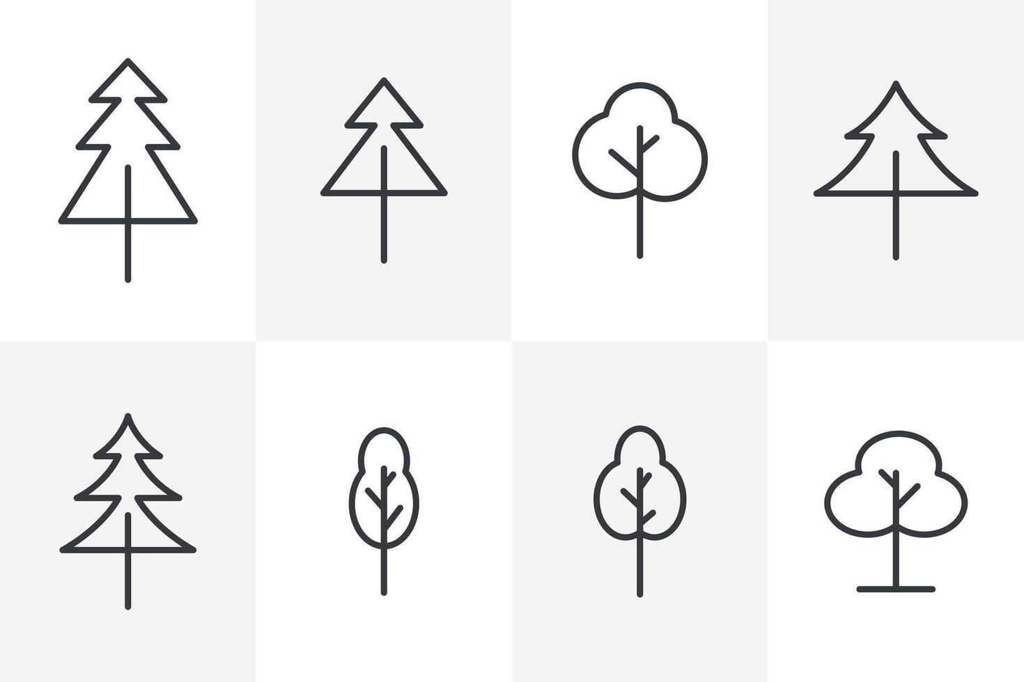 Tree Icon Bundle. Set of Tree vector art illustration