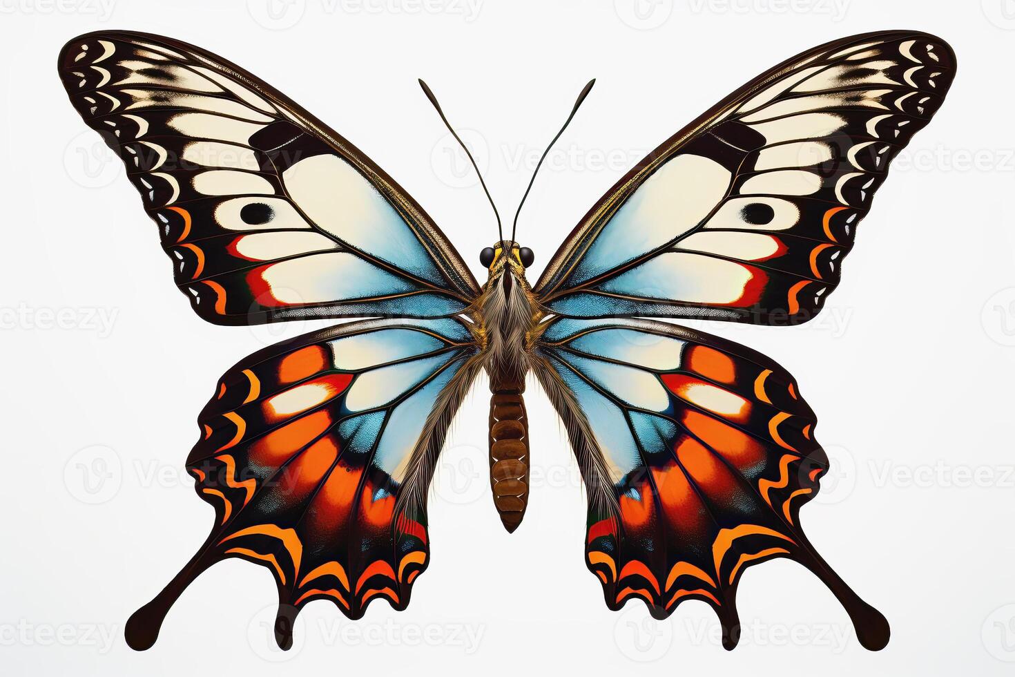 AI generated Beautiful, stylized Zerynthia rumina butterfly on a white background, AI generated photo