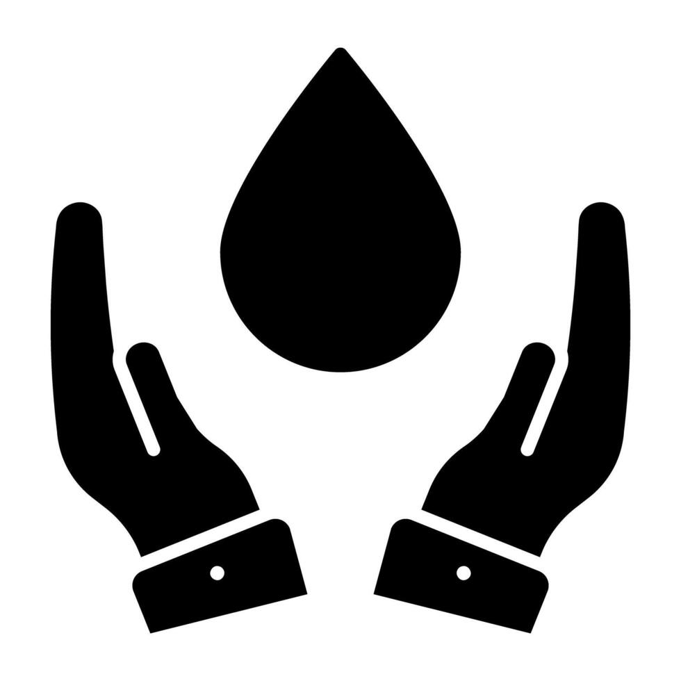 Drop inside hands denoting concept of water care vector