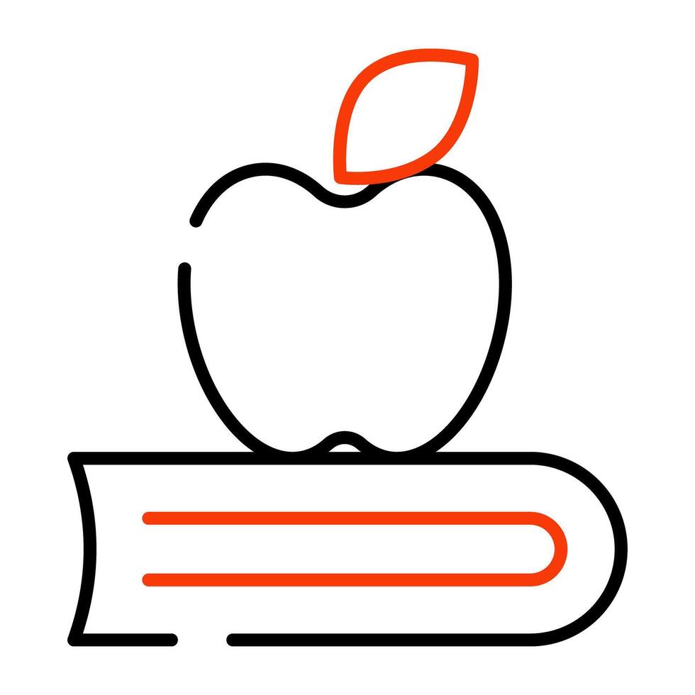 manzana Fruta con cerca libro, icono de sano educación vector