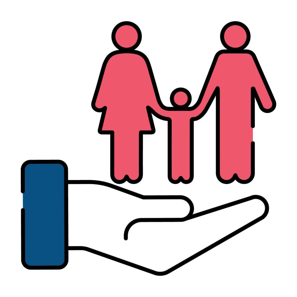 A flat design icon of family care vector