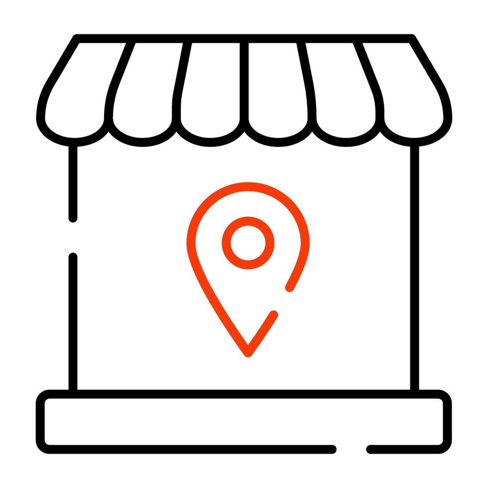 Map marker inside building denoting concept of shop location vector