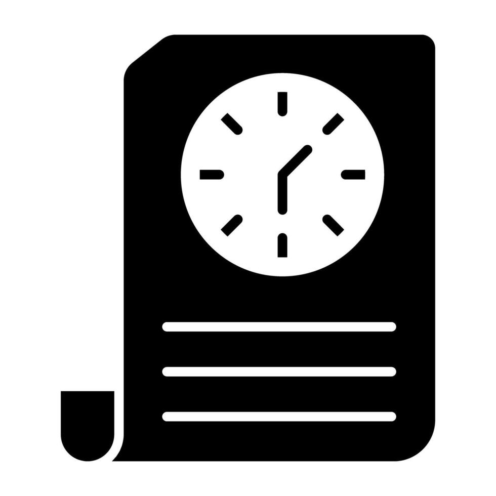 Icon of clock with paper, filled design of project time vector