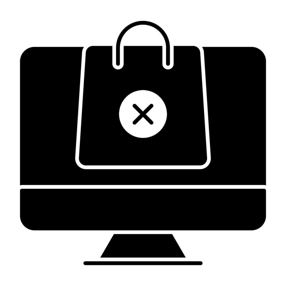 Cross sign on tote bag denoting concept of order cancel vector