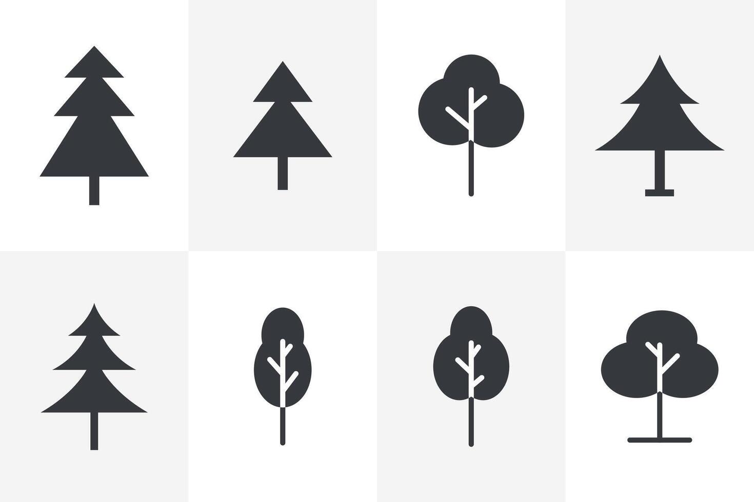 Tree Icon Bundle. Set of Tree pictogram vector art illustration