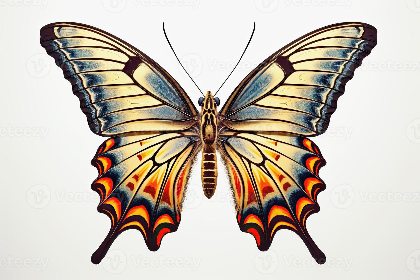 AI generated Beautiful, stylized Zerynthia rumina butterfly on a white background, AI generated photo