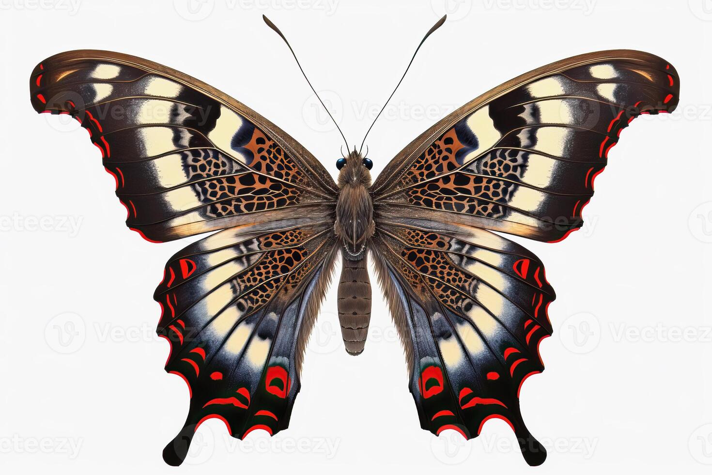AI generated Beautiful, stylized California Tortoiseshell butterfly on a white background, AI generated photo