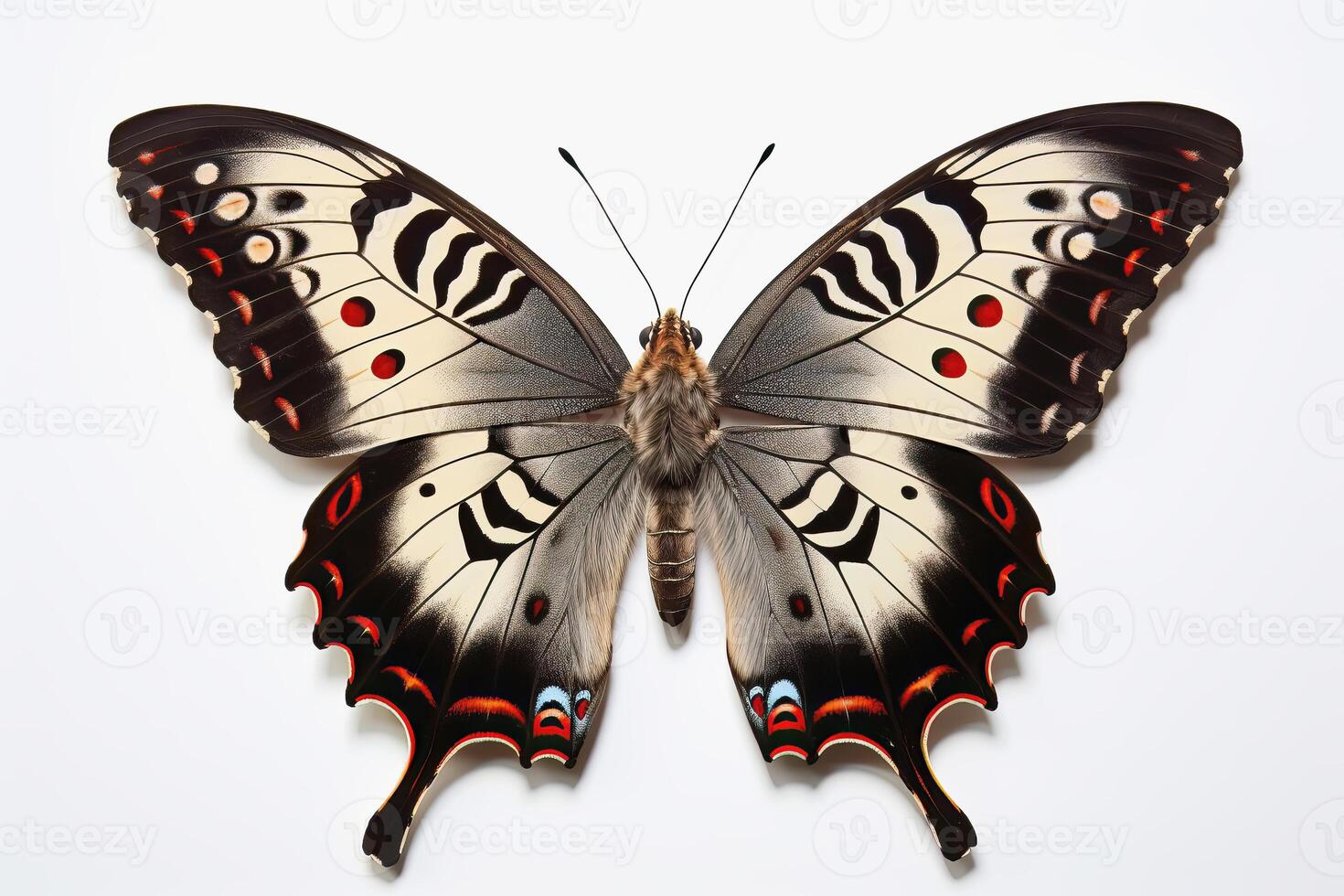 AI generated Beautiful, stylized California Tortoiseshell butterfly on a white background, AI generated photo
