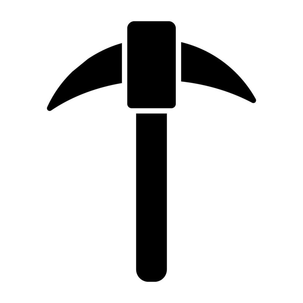Wood cutting tool icon, solid design of pickaxe vector