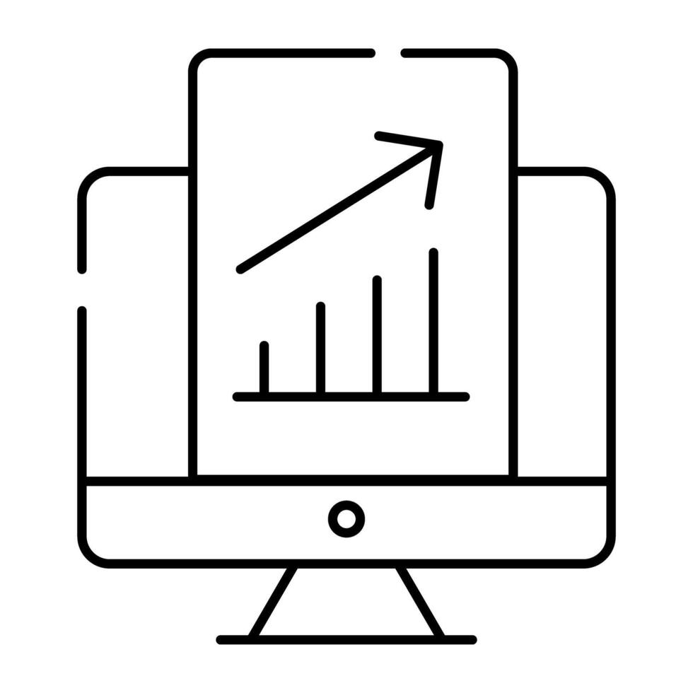 Business report inside monitor showing growth chart icon vector