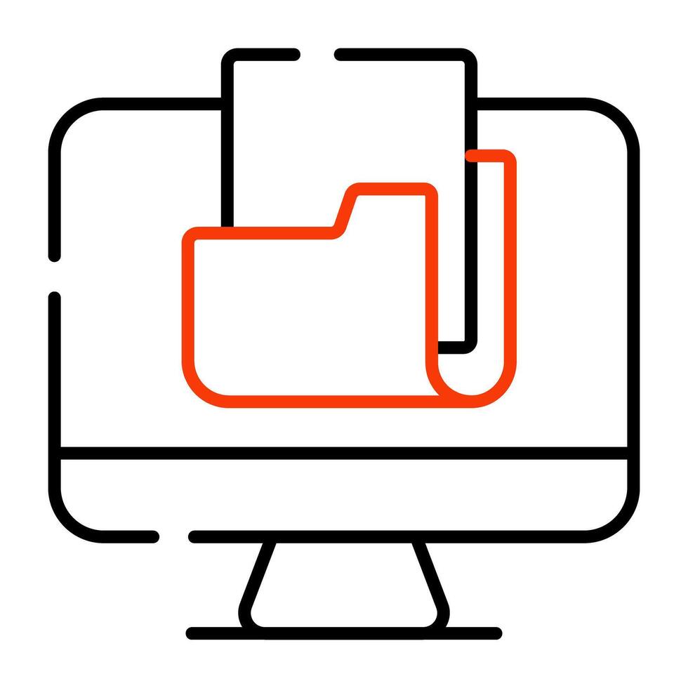 Folder inside monitor showcasing online document icon vector