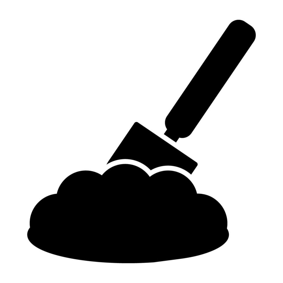 A solid design icon of digging, mud with shovel vector
