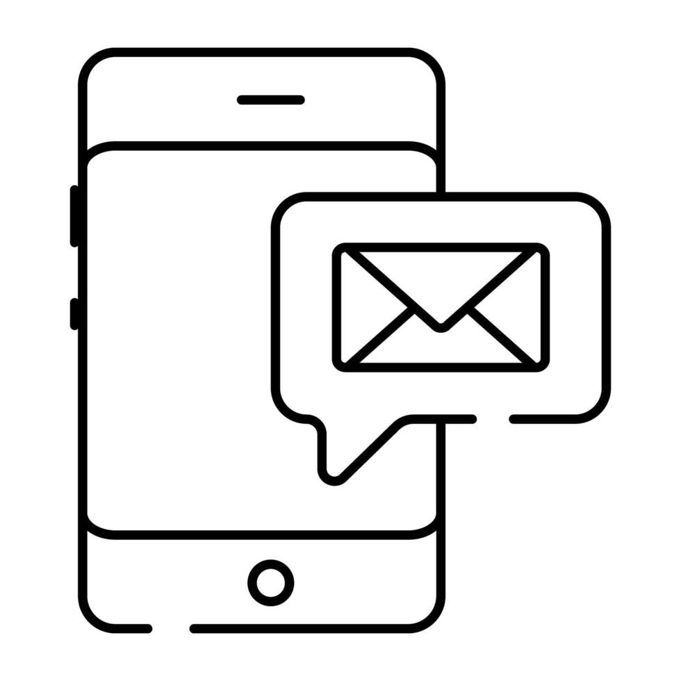 Letter with smartphone, vector design of mobile mail