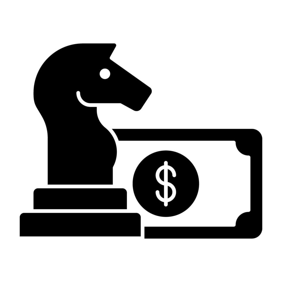 Knight with banknote, icon of mobile strategy vector