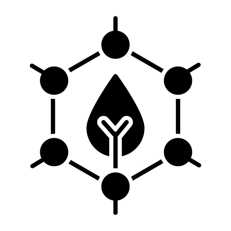 Hexagonal chemical structure icon, editable vector