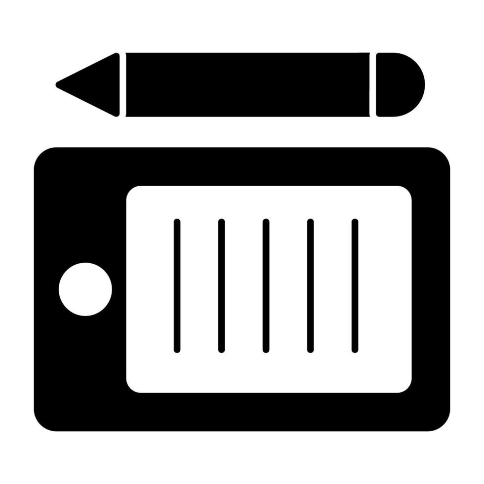 bolígrafo con tableta exhibiendo gráfico tableta icono vector