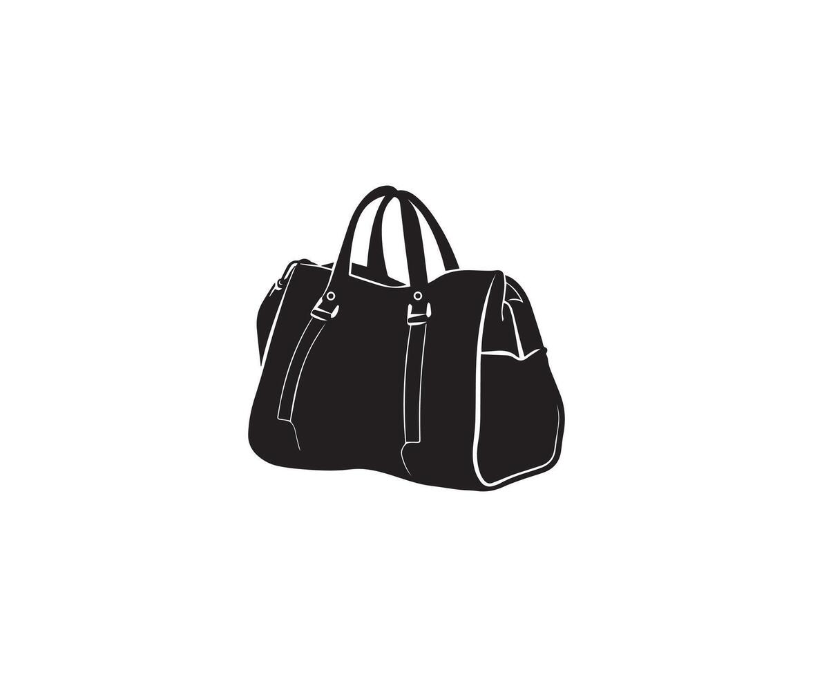 Ladies handbag icon. Black and white illustration of women handbag vector