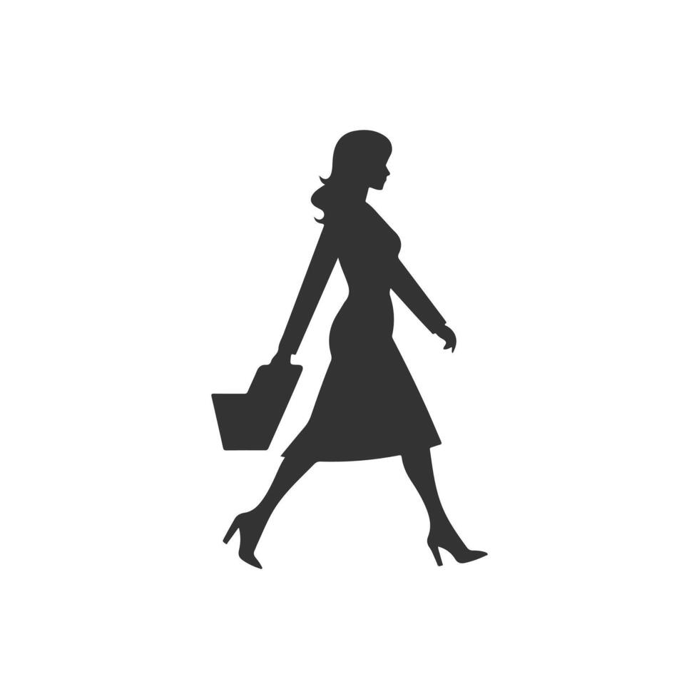 compras mujer silueta. negro vector ilustración aislado en blanco antecedentes.