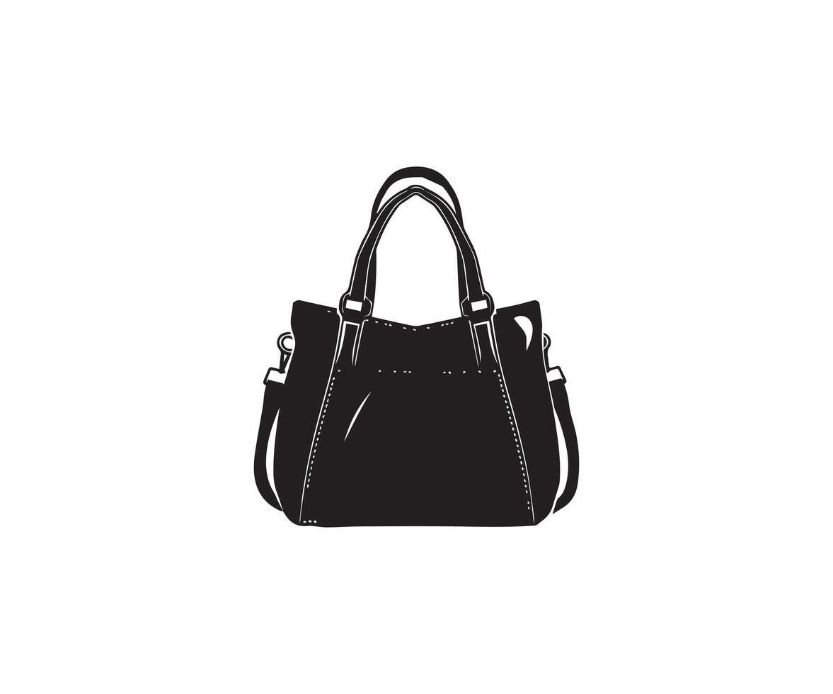 Ladies handbag icon. Black and white illustration of women handbag vector