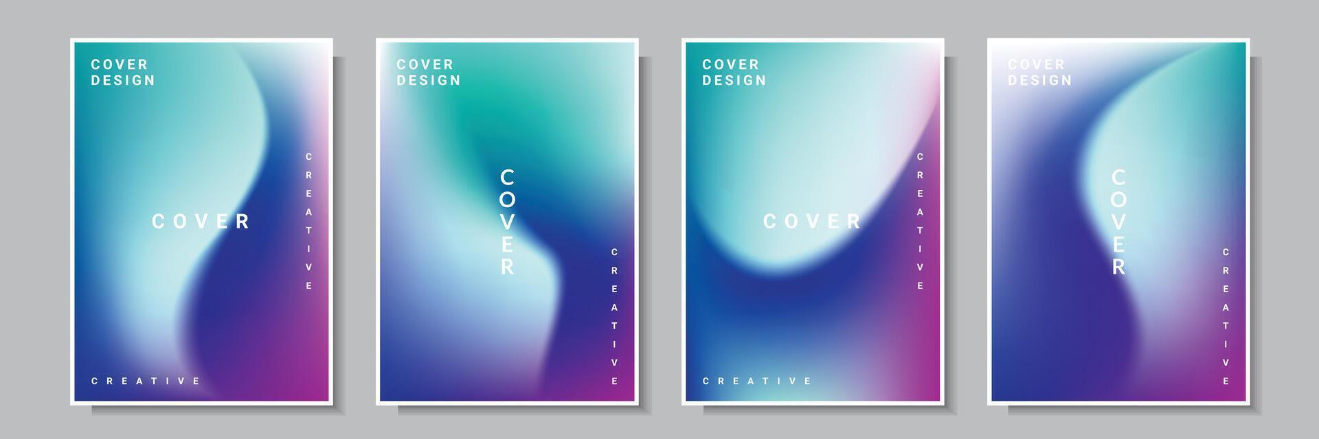 abstract wavy multicolor gradient cover collection design vector