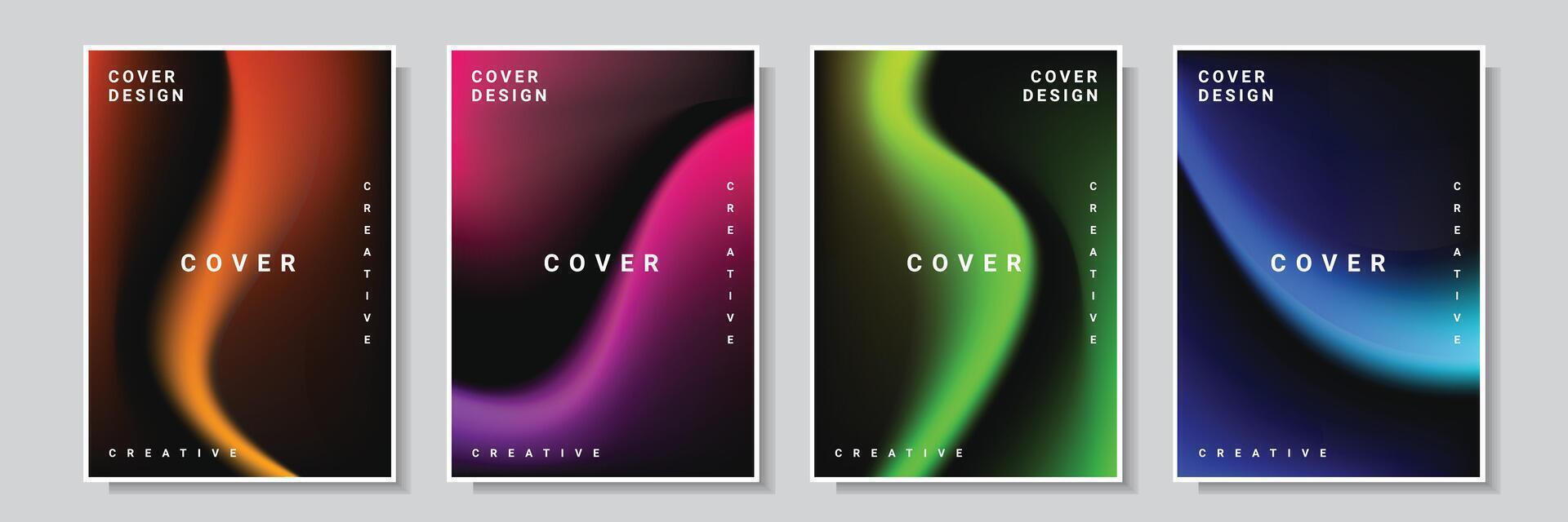 abstract wavy multicolor gradation cover background collection design vector