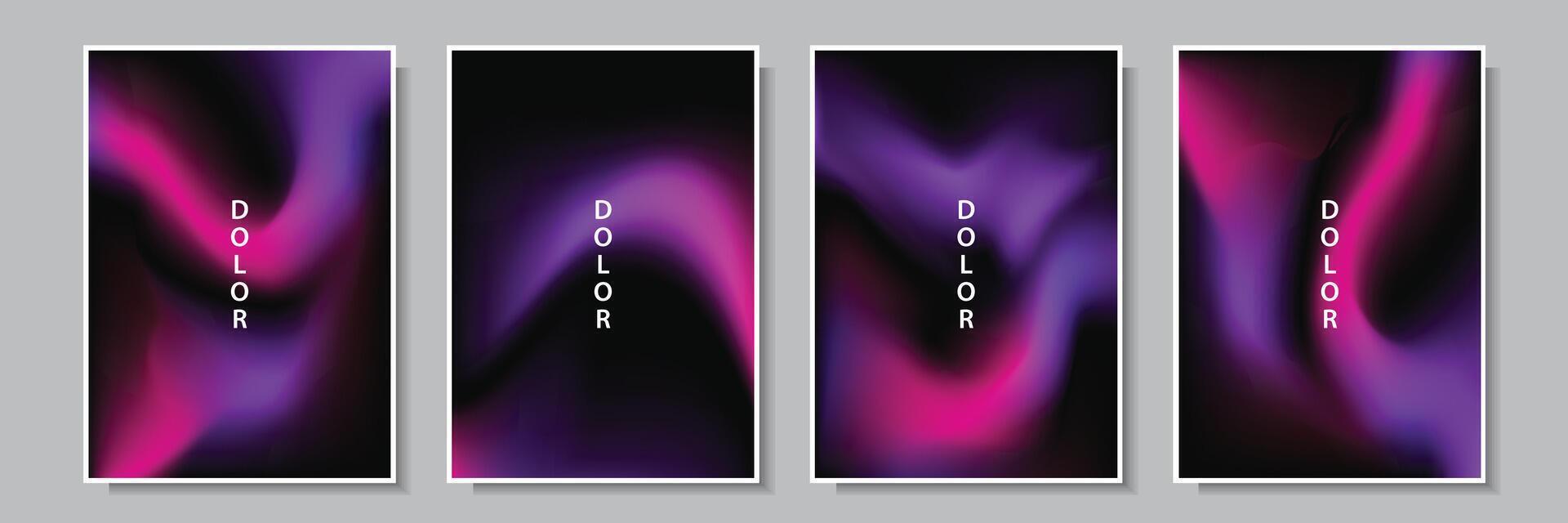 modern wave gradation with violet color abstract cover template background set collection design vector