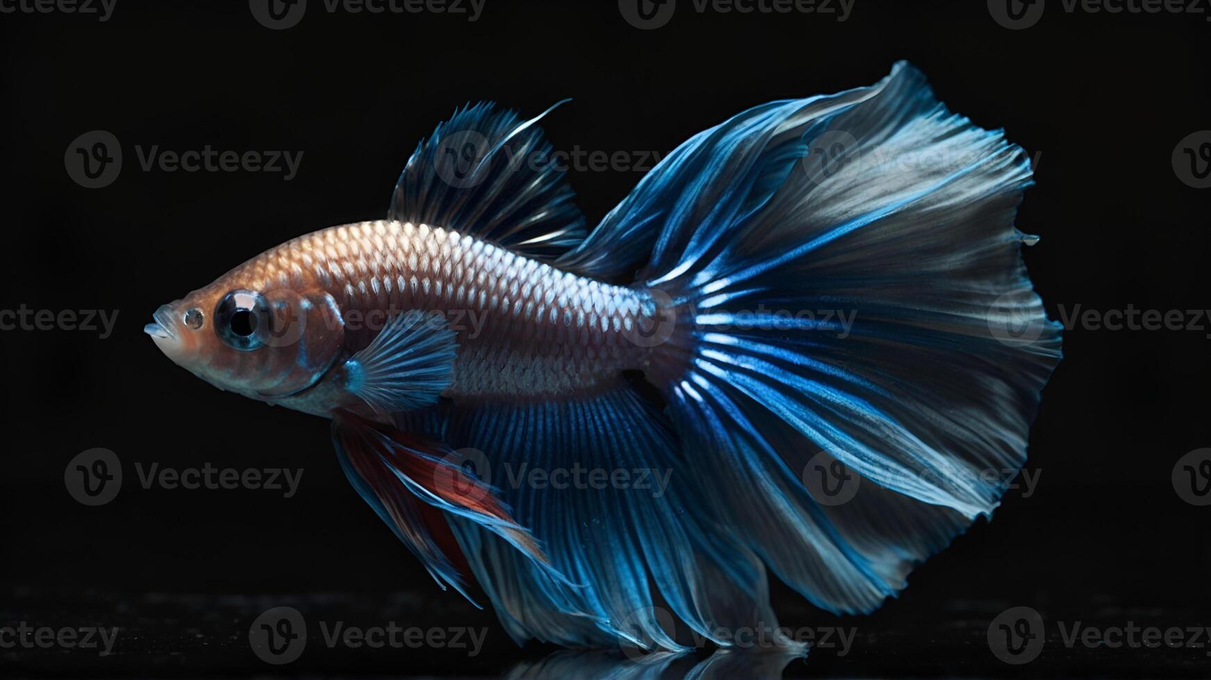 AI generated siamese fighting betta fish on dark background photo