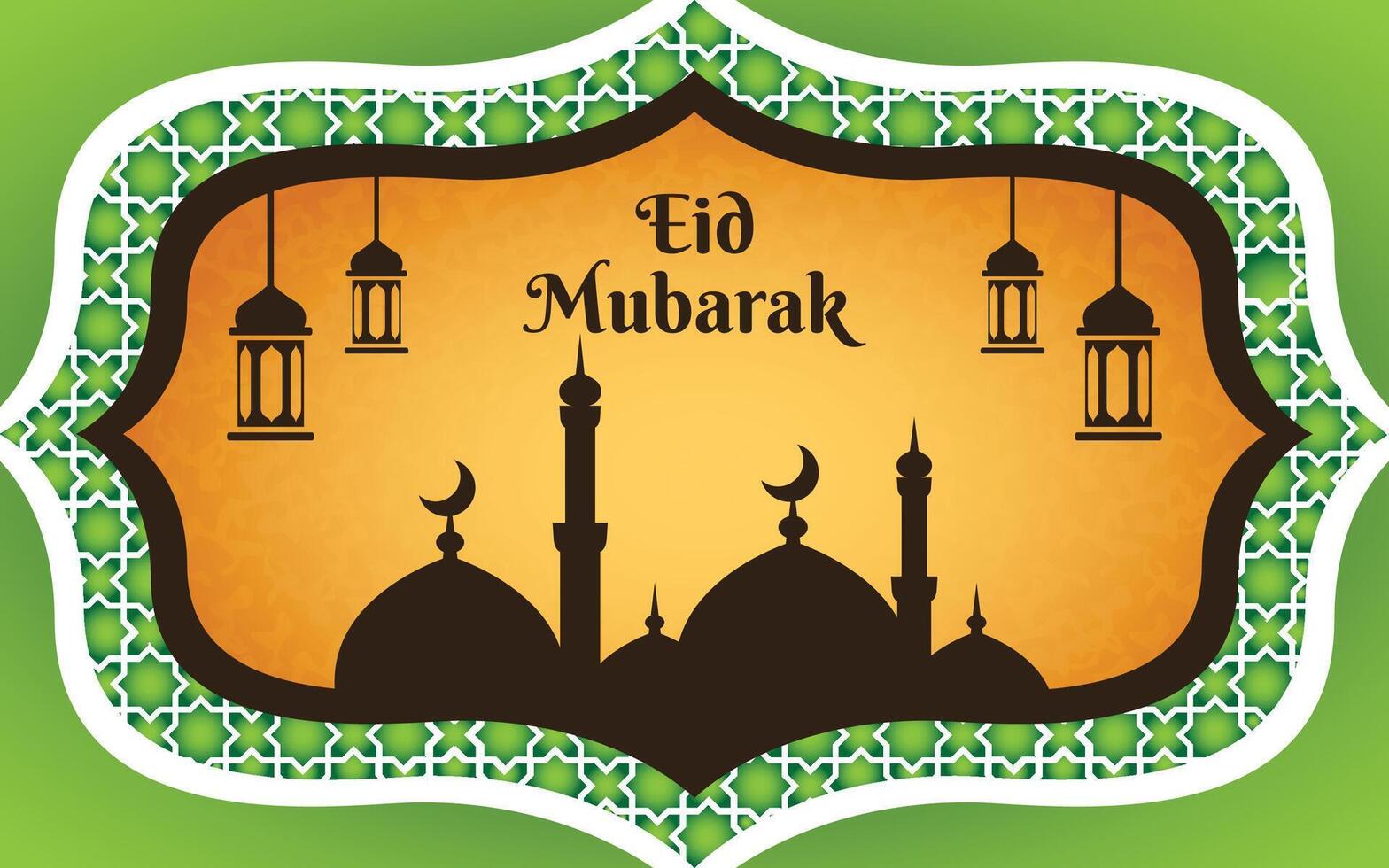 eid Alabama fitr modelo bandera con mezquita silueta y linterna colgando ornamento, Ramadán Mubarak vector diseño