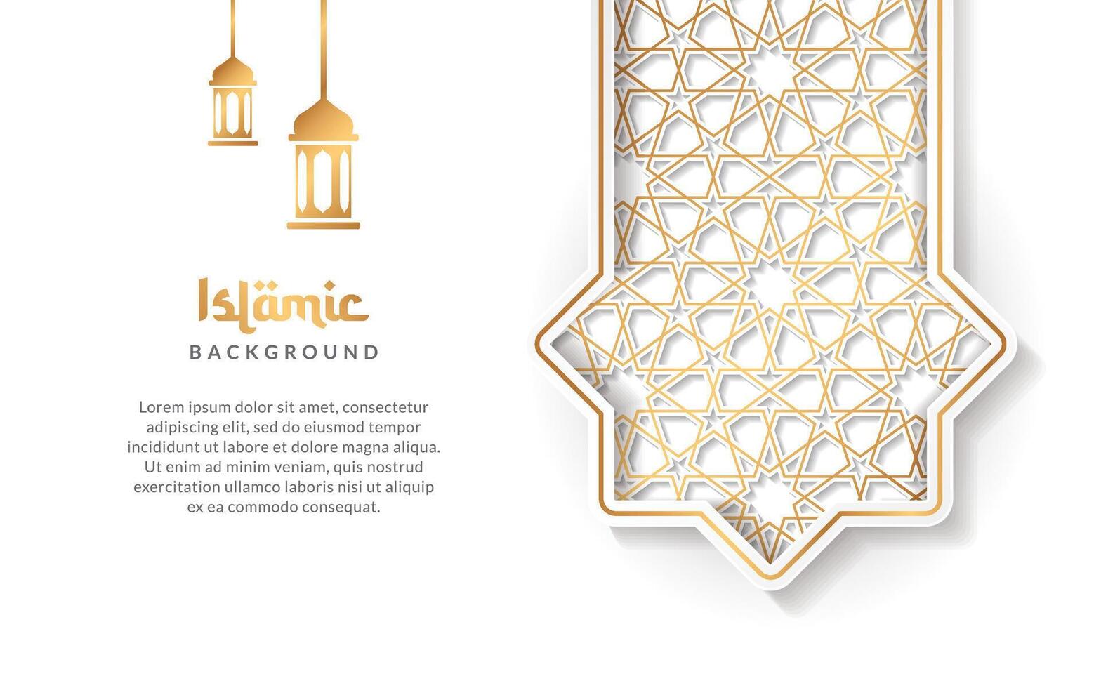 Islamic background with lantern ornament and golden luxury arabic pattern vector design