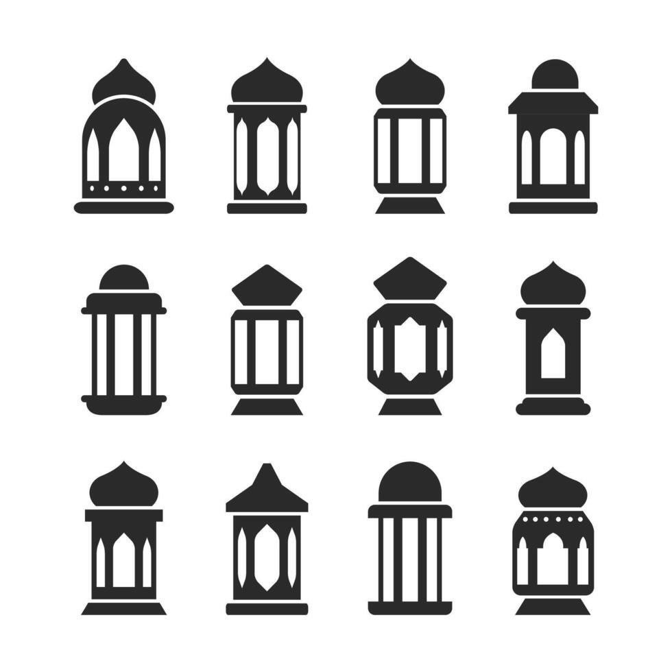 lantern arabesque ornament collection silhouette vector design