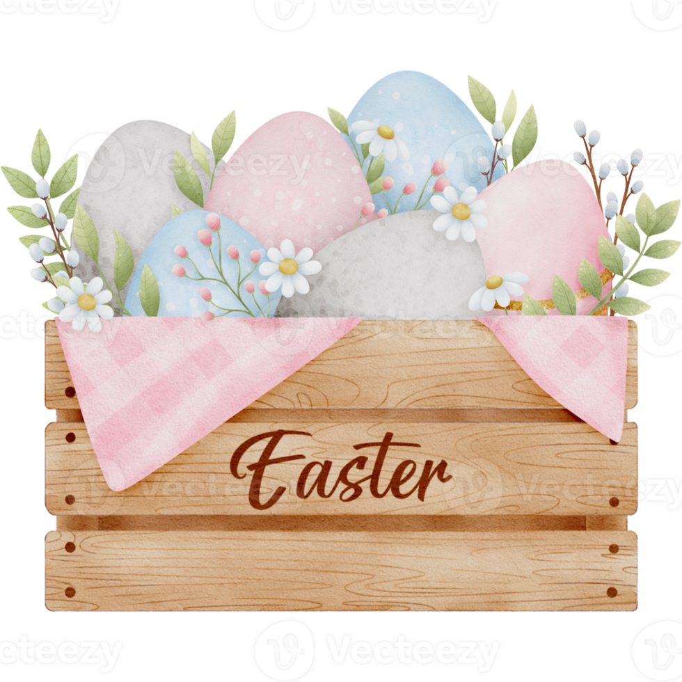 easter egg in wooden box transparent background png